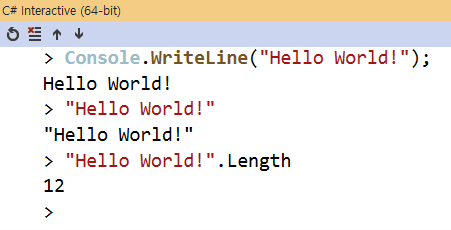 C# Interactive에서 한 줄씩 코드 실행하기